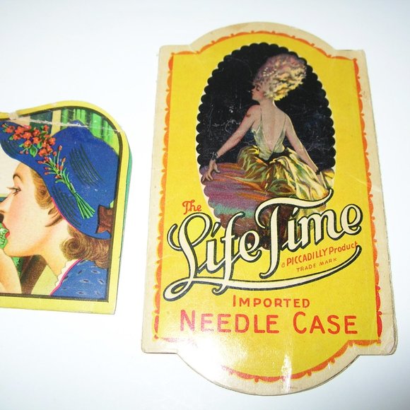 Antique HAPPY HOME NEEDLE BOOK & LIFE TIME IMPORTED NEEDLE CASE FILLED w/Needles - Picture 7 of 7